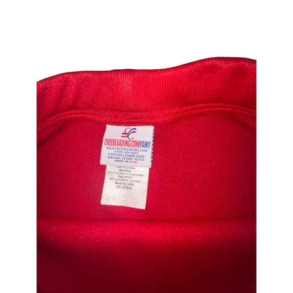 NEW Youth REDHAWKS Cheerleader Uniform Outfit Costume 30" TOP Elastic Skirt RWB - Picture 6 of 7